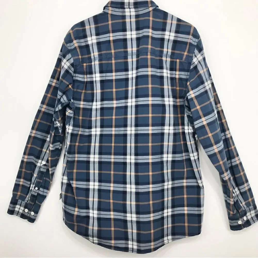The North Face Blue Plaid 100% Cotton Button Up Long Sleeve Shirt